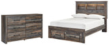 Drystan Full Bookcase Bed with 2 Storage Drawers with Dresser