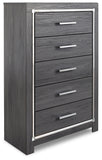 Lodanna Full Upholstered Panel Headboard Bed with Mirrored Dresser, Chest and 2 Nightstands