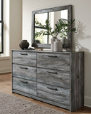 Baystorm King Panel Bed with 2 Storage Drawers with Mirrored Dresser, and Nightstand