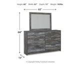 Baystorm Queen Panel Bed with 2 Storage Drawers with Mirrored Dresser and Nightstand