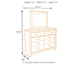 Zelen Full Panel Headboard Bed with Mirrored Dresser
