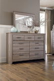 Zelen King Panel Bed with Mirrored Dresser and Chest