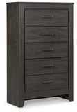Brinxton King/California King Panel Headboard Bed with Mirrored Dresser and Chest