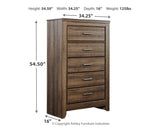 Juararo Queen Panel Headboard Bed with Mirrored Dresser, Chest and Nightstand