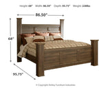 Juararo California King Poster Bed with Mirrored Dresser, Chest and 2 Nightstands