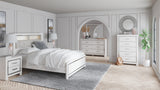 Altyra Queen Bookcase Headboard Bed with Mirrored Dresser, Chest and 2 Nightstands