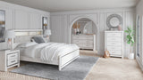Altyra King Bookcase Headboard Bed with Mirrored Dresser and 2 Nightstands