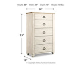 Willowton Queen Sleigh Bed with Mirrored Dresser, Chest and Nightstand
