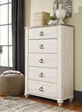 Willowton King Panel Bed with Mirrored Dresser and Chest
