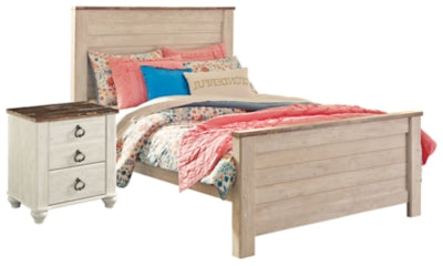 Willowton Full Panel Bed with Nightstand