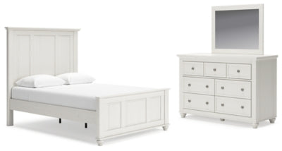 Grantoni Queen Panel Bed with Mirrored Dresser