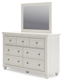 Grantoni King Panel Bed with Mirrored Dresser