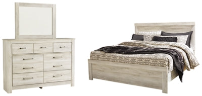 Bellaby King Panel Bed with Mirrored Dresser