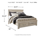 Bellaby Queen Platform Bed with 2 Storage Drawers with Mirrored Dresser and Nightstand