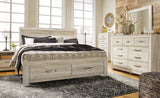 Bellaby King Panel Headboard Bed with Mirrored Dresser, Chest and Nightstand