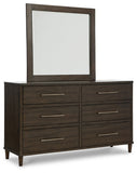 Wittland King Upholstered Panel Bed with Mirrored Dresser