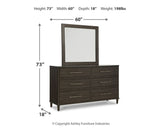 Wittland King Upholstered Panel Bed with Mirrored Dresser