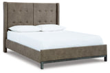 Wittland Queen Upholstered Panel Bed with Mirrored Dresser