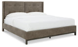 Wittland King Upholstered Panel Bed with Mirrored Dresser