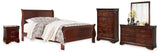 Alisdair California King Sleigh Bed with Mirrored Dresser, Chest and Nightstand