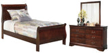 Alisdair Twin Sleigh Bed with Mirrored Dresser