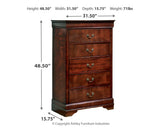 Alisdair Twin Sleigh Bed with Mirrored Dresser, Chest and Nightstand