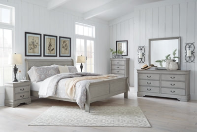 Kordasky California King Sleigh Bed with Mirrored Dresser, Chest and 2 Nightstands