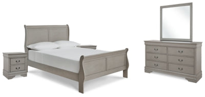 Kordasky Full Sleigh Bed with Mirrored Dresser and 2 Nightstands