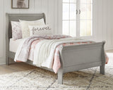 Kordasky Twin Sleigh Bed with Mirrored Dresser, Chest and 2 Nightstands