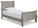 Kordasky Twin Sleigh Bed with Mirrored Dresser, Chest and 2 Nightstands