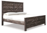 Wynnlow King Crossbuck Panel Bed with Mirrored Dresser and 2 Nightstands