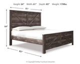 Wynnlow King Crossbuck Panel Bed with Mirrored Dresser and 2 Nightstands