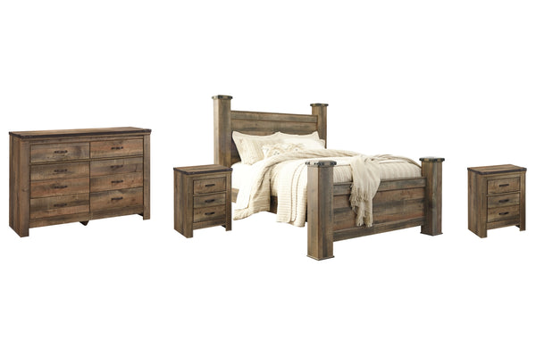 Trinell Queen Poster Bed with Dresser and 2 Nightstands