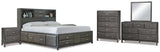 Caitbrook Queen Storage Bed with 8 Storage Drawers with Mirrored Dresser, Chest and 2 Nightstands