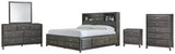 Caitbrook Full Storage Bed with 7 Storage Drawers with Mirrored Dresser, Chest and Nightstand