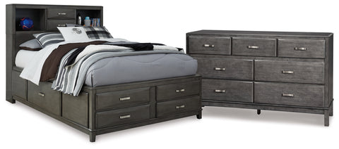 Caitbrook Full Storage Bed with 7 Storage Drawers with Dresser