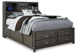 Caitbrook Full Storage Bed with 7 Storage Drawers with Mirrored Dresser, Chest and 2 Nightstands