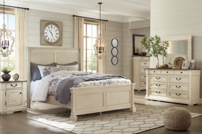 Bolanburg Queen Panel Bed with Mirrored Dresser and 2 Nightstands