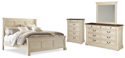 Bolanburg California King Panel Bed with Mirrored Dresser and Chest