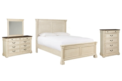 Bolanburg Queen Panel Bed with Mirrored Dresser and Chest