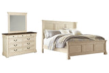 Bolanburg California King Panel Bed with Mirrored Dresser