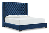 Coralayne King Upholstered Bed with Mirrored Dresser