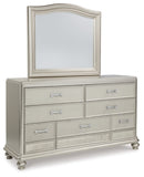 Coralayne King Upholstered Bed with Mirrored Dresser and Chest