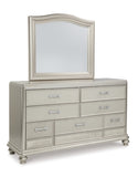 Coralayne California King Upholstered Bed with Mirrored Dresser