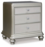 Coralayne King Upholstered Bed with Mirrored Dresser and Nightstand