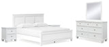 Fortman California King Panel Bed with Mirrored Dresser and 2 Nightstands