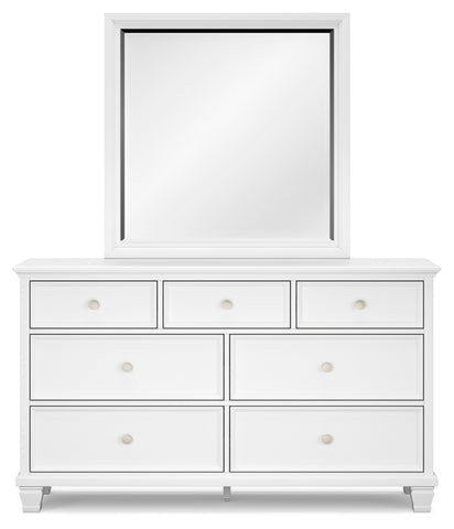 Fortman King Panel Bed with Mirrored Dresser