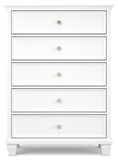 Fortman Full Panel Bed with Mirrored Dresser, Chest and 2 Nightstands