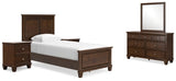 Danabrin Twin Panel Bed with Mirrored Dresser and 2 Nightstands