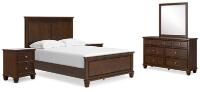 Danabrin Full Panel Bed with Mirrored Dresser and 2 Nightstands